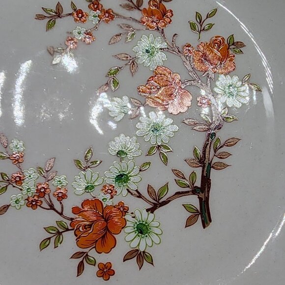 Vintage Real Old Willow Tognana Floral Salad Plate Orange Roses White Daisies - Picture 3 of 9